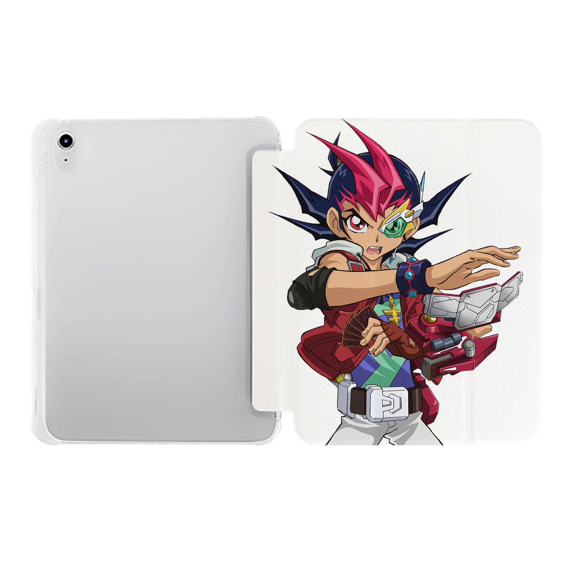 （画像用） 遊☆戯☆王 Yu-Gi-Oh! IPad ケース ペン収納付き 三つ折りスタンド PUレザー×シリコン 対応機種9.5/10.5/10.9インチ